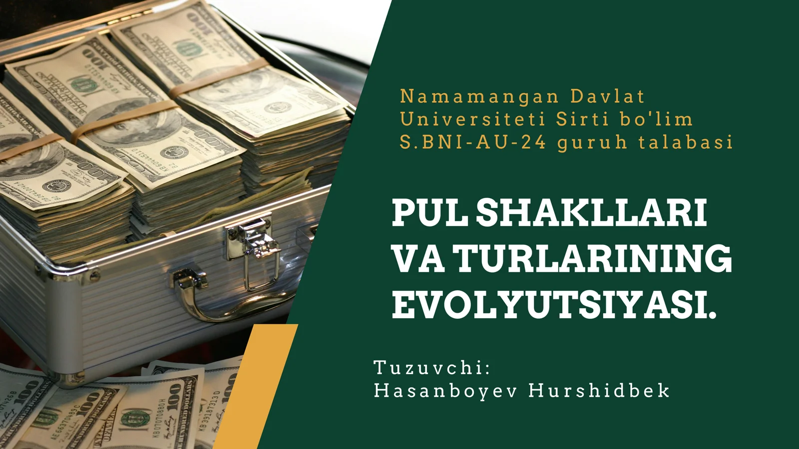 PUL SHAKLLARI VA TURLARINING EVOLYUTSIYASI