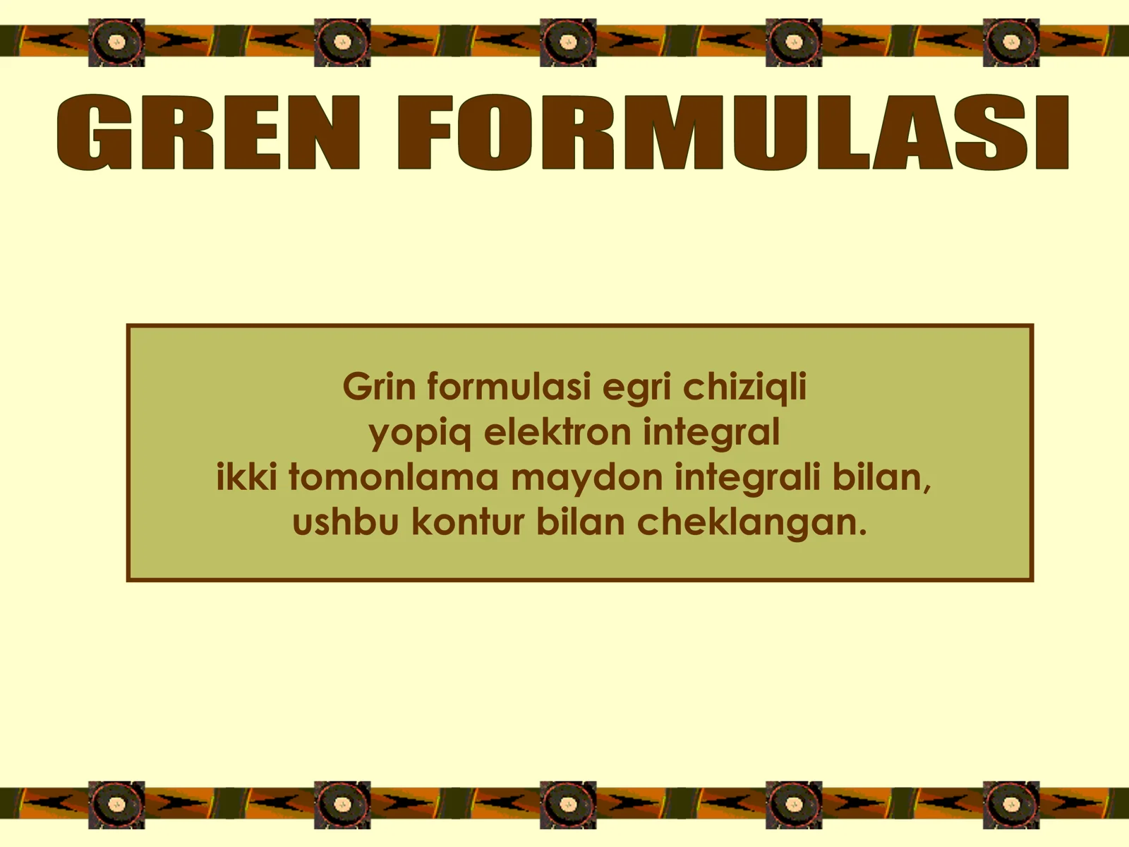 Grin formulasi egri chiziqli