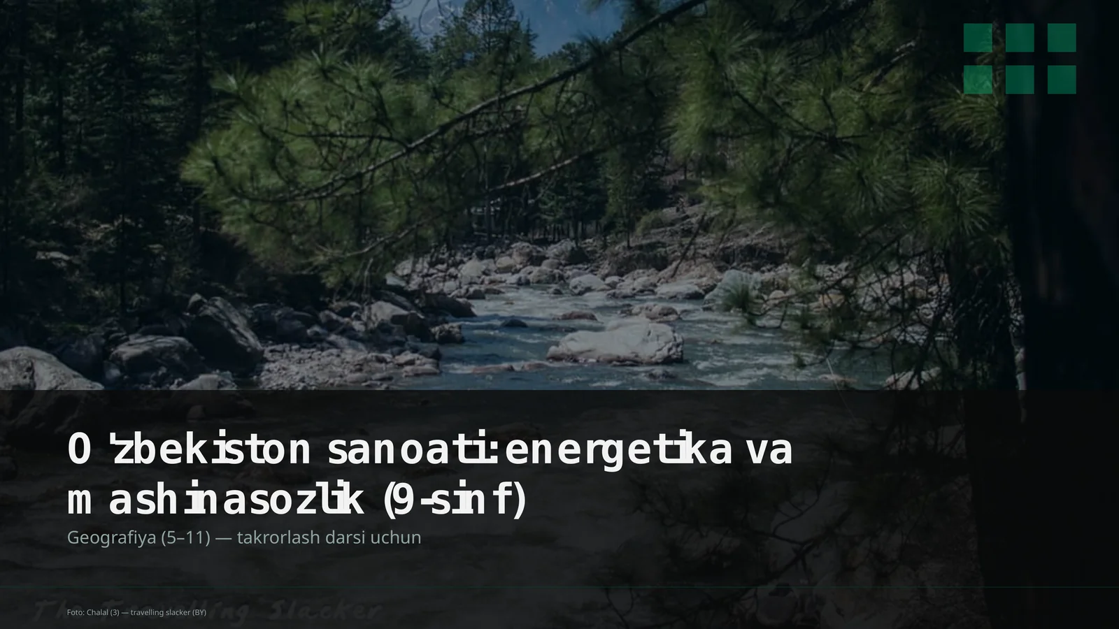 O'zbekiston sanoati: energetika va mashinasozlik (9-sinf)
