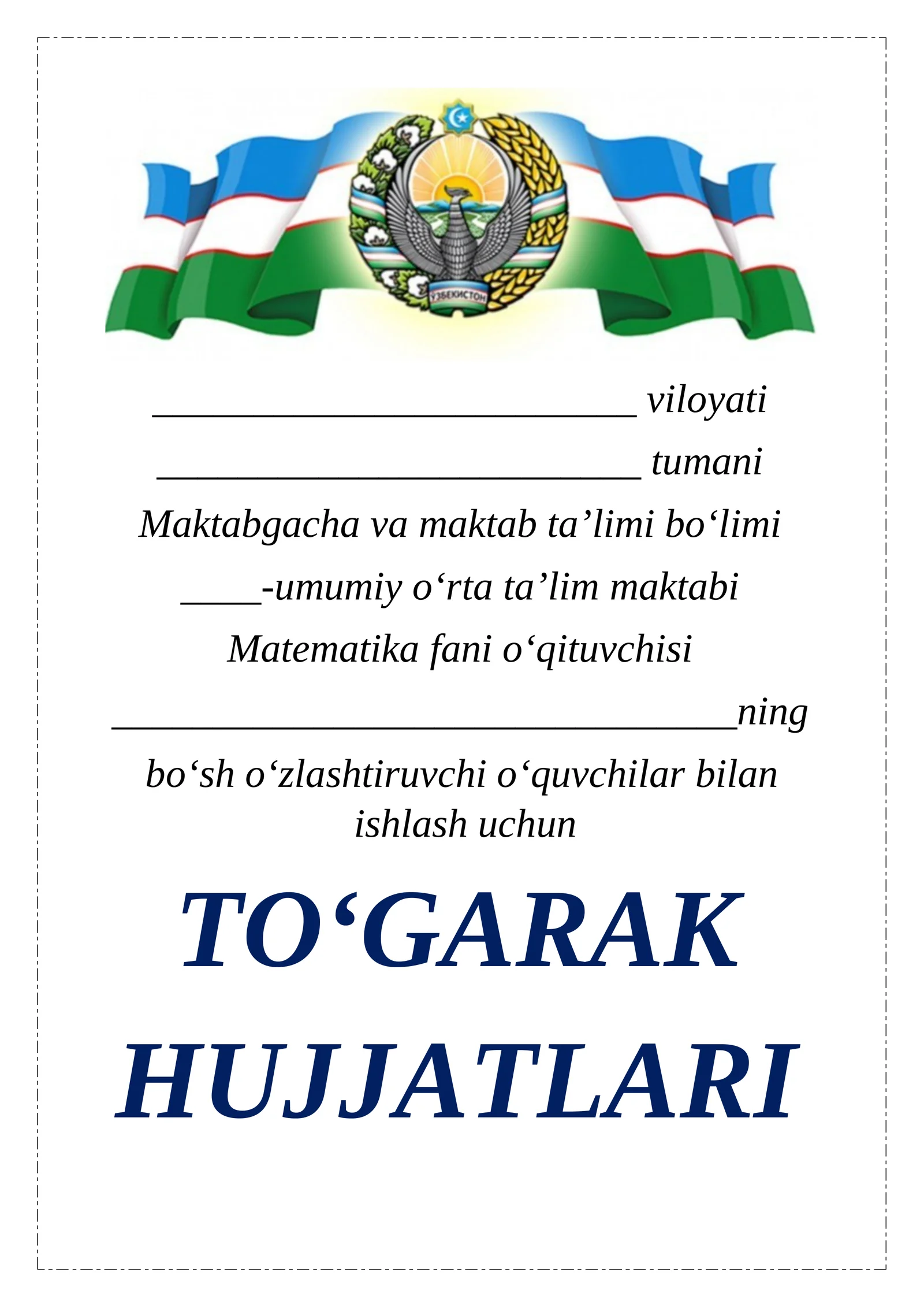 7-8-sinflar uchun matematikadan bo'sh o'zlashtiruvchi o'quvchilar bilan ishlash uchun to'garak 34 soat