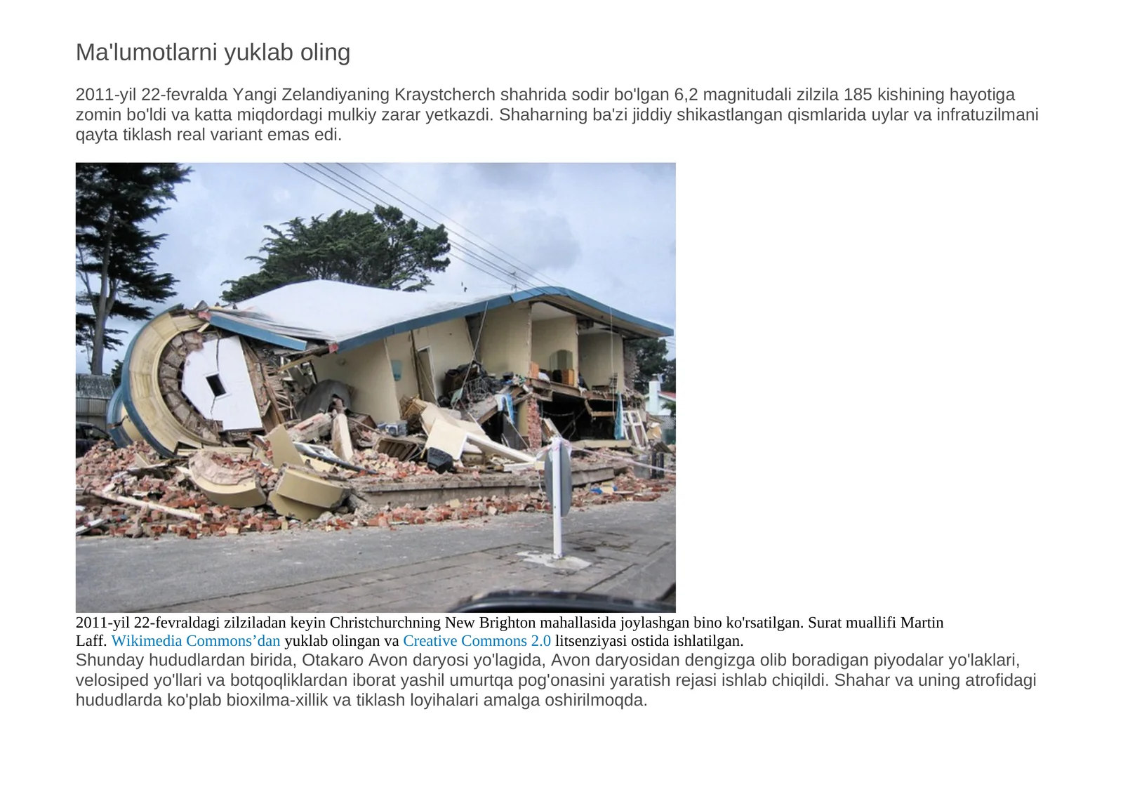 Christchurch va atrofidagi tiklash loyihalari
