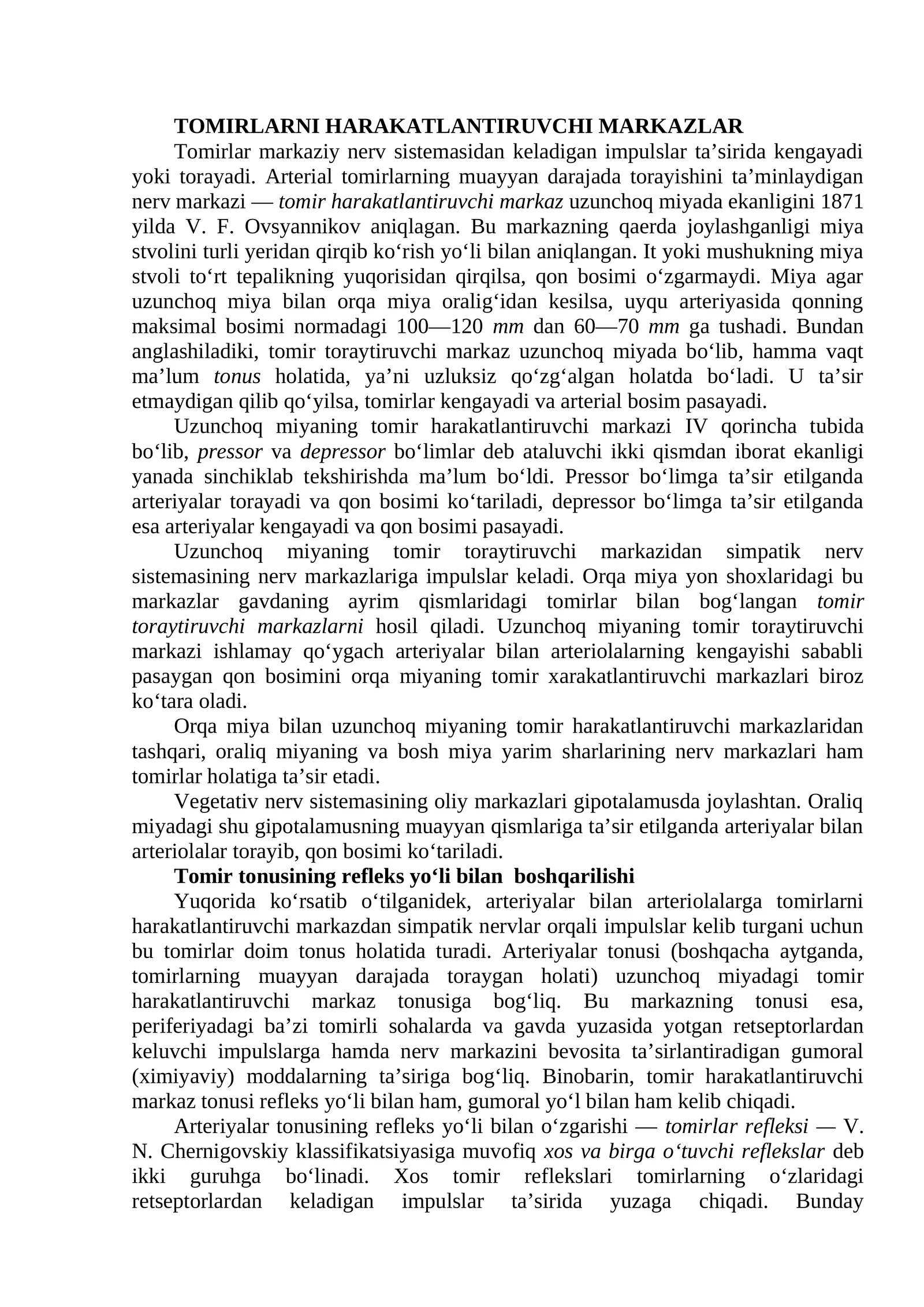 TOMIRLARNI HARAKATLANTIRUVCHI MARKAZLAR