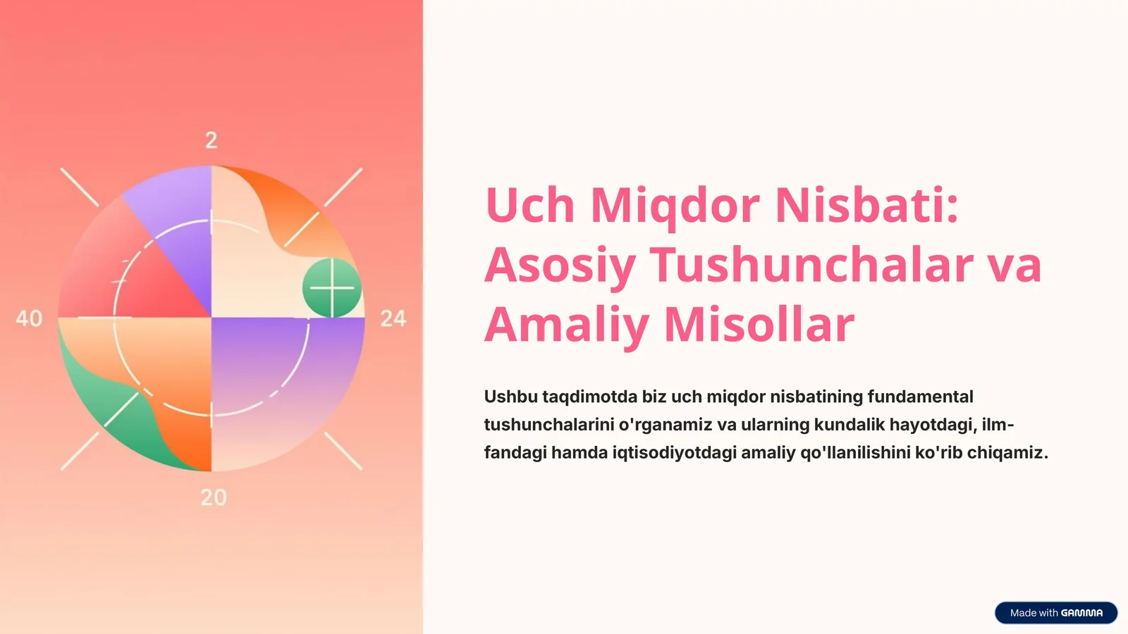 Uch Miqdor Nisbati: Asosiy Tushunchalar va Amaliy Misollar