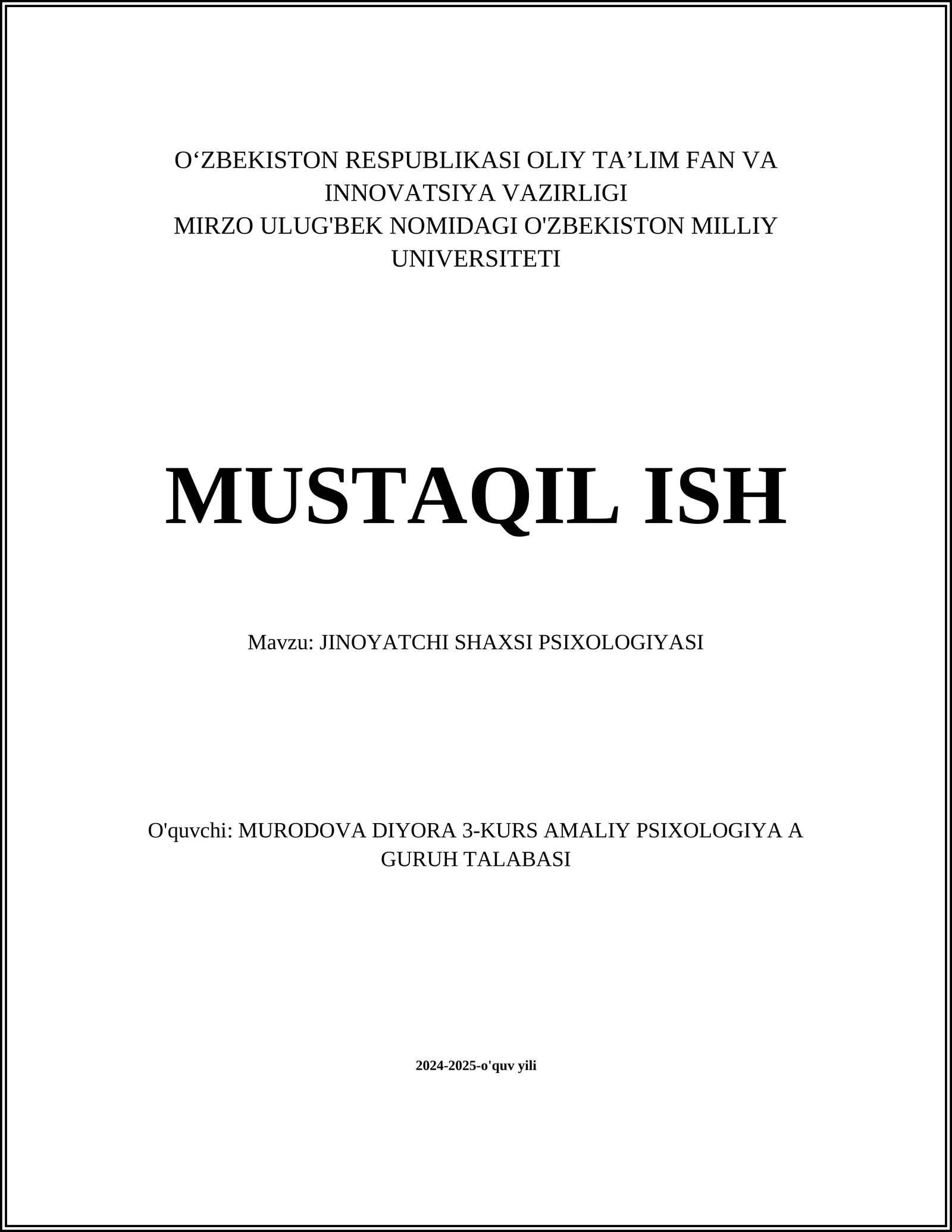 JINOYATCHI SHAXSI PSIXOLOGIYASI