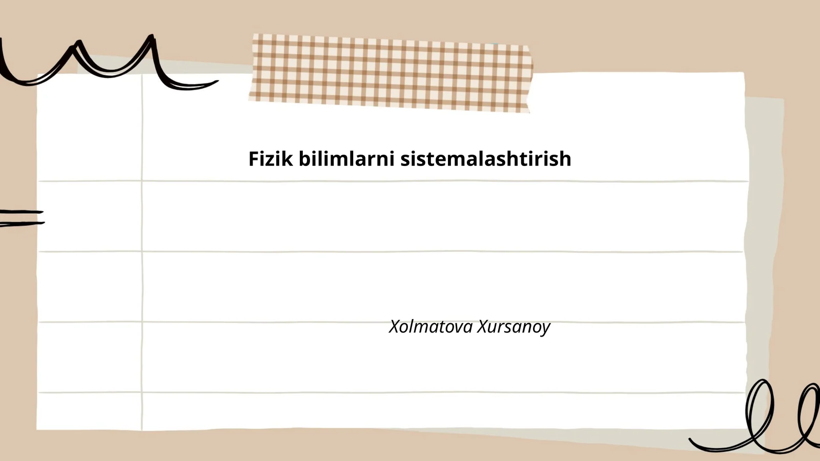 Fizik bilimlarni sistemalashtirish