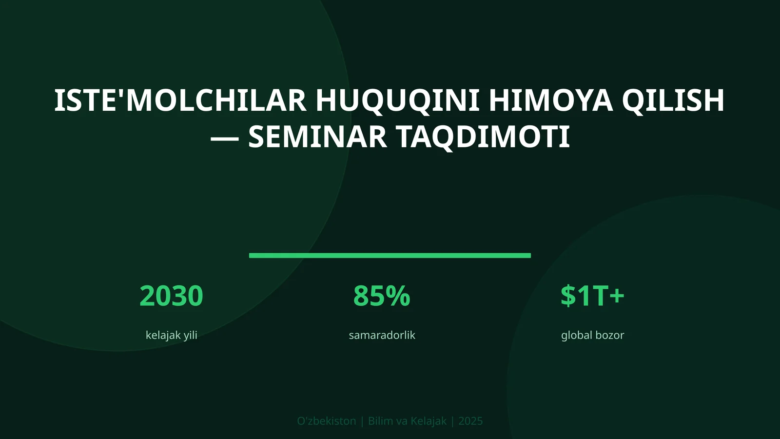 Iste'molchilar huquqini himoya qilish — seminar taqdimoti