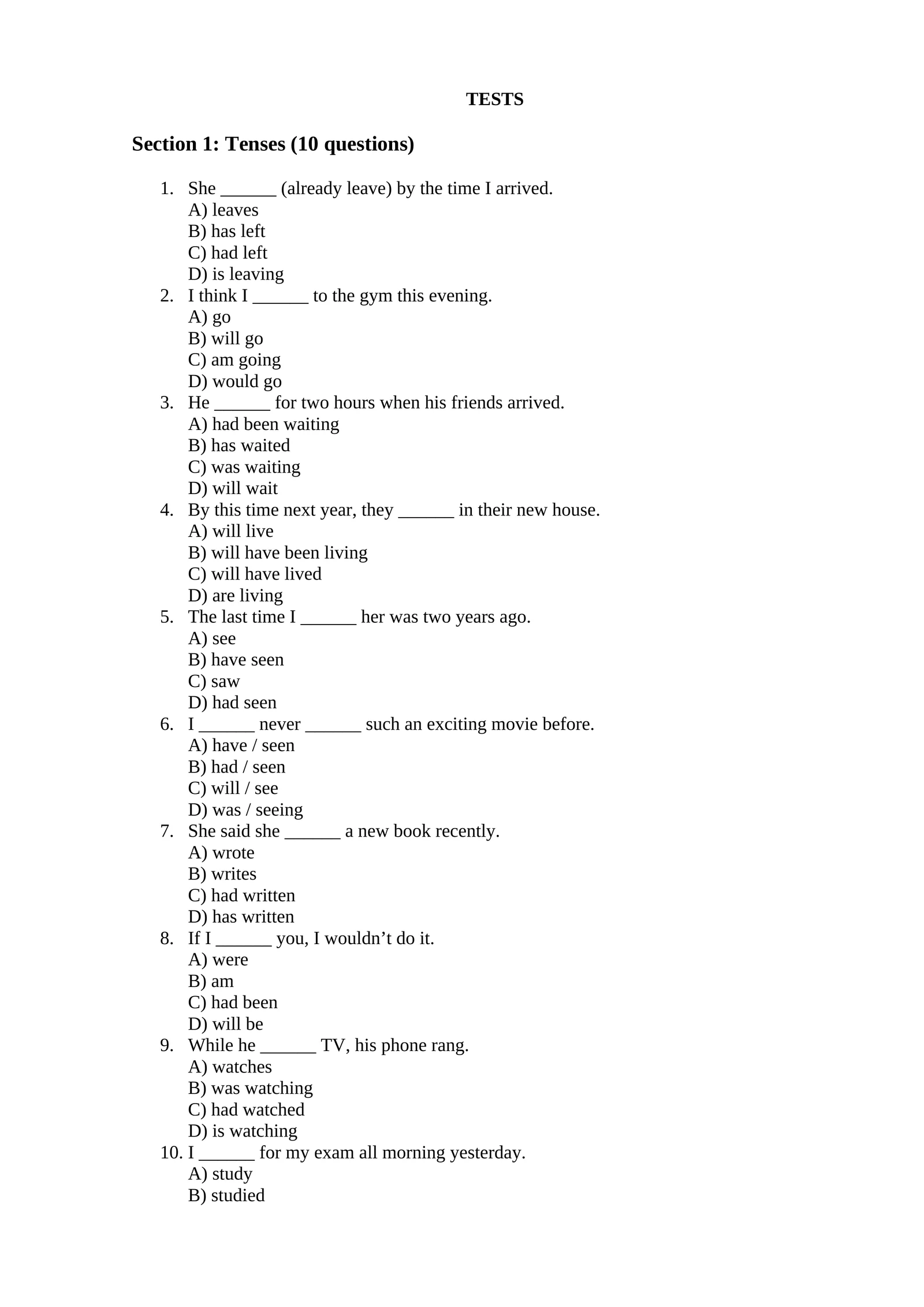 English tests grammar