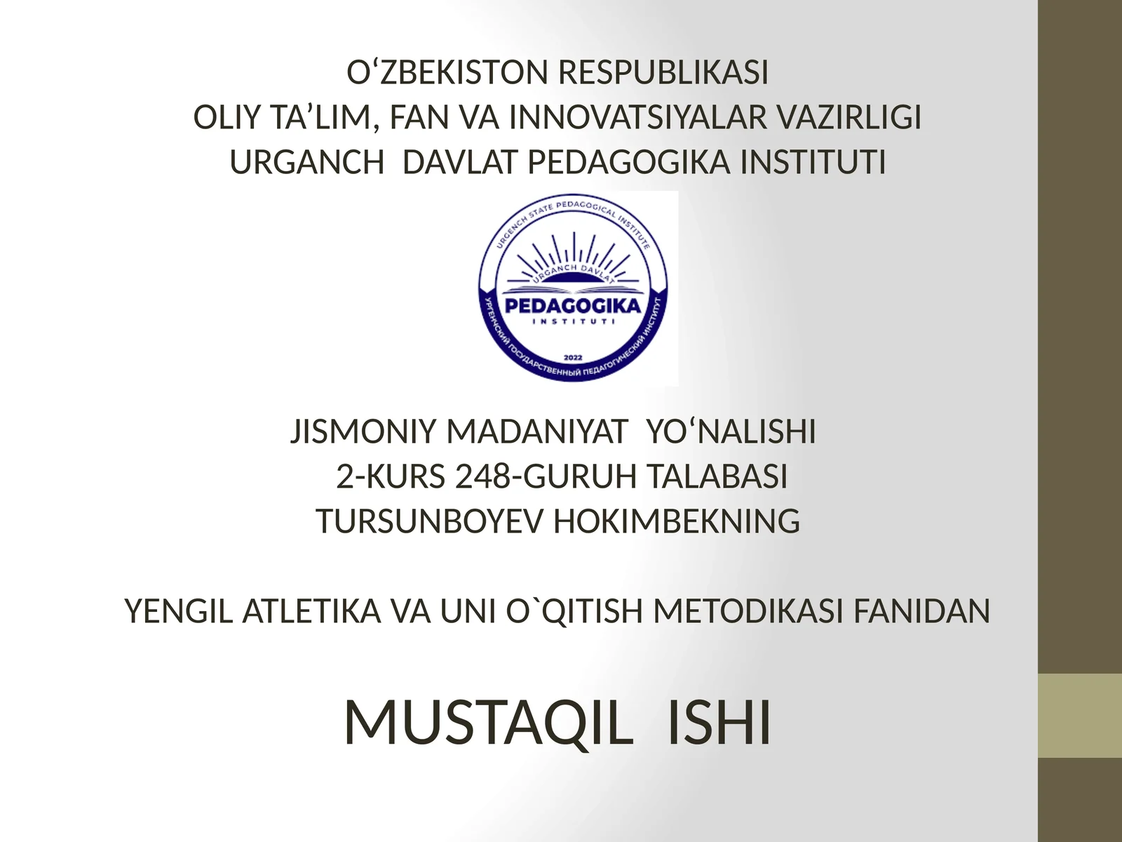 KROSS YUGIRISH TEXNIKASINI ÒRGATISH.