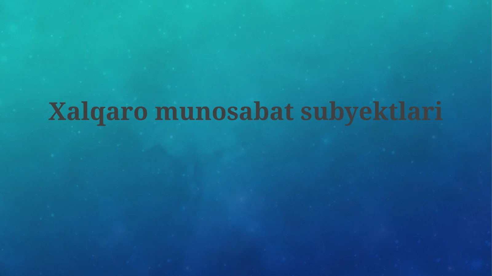 Xalqaromunosabatsubyektlari