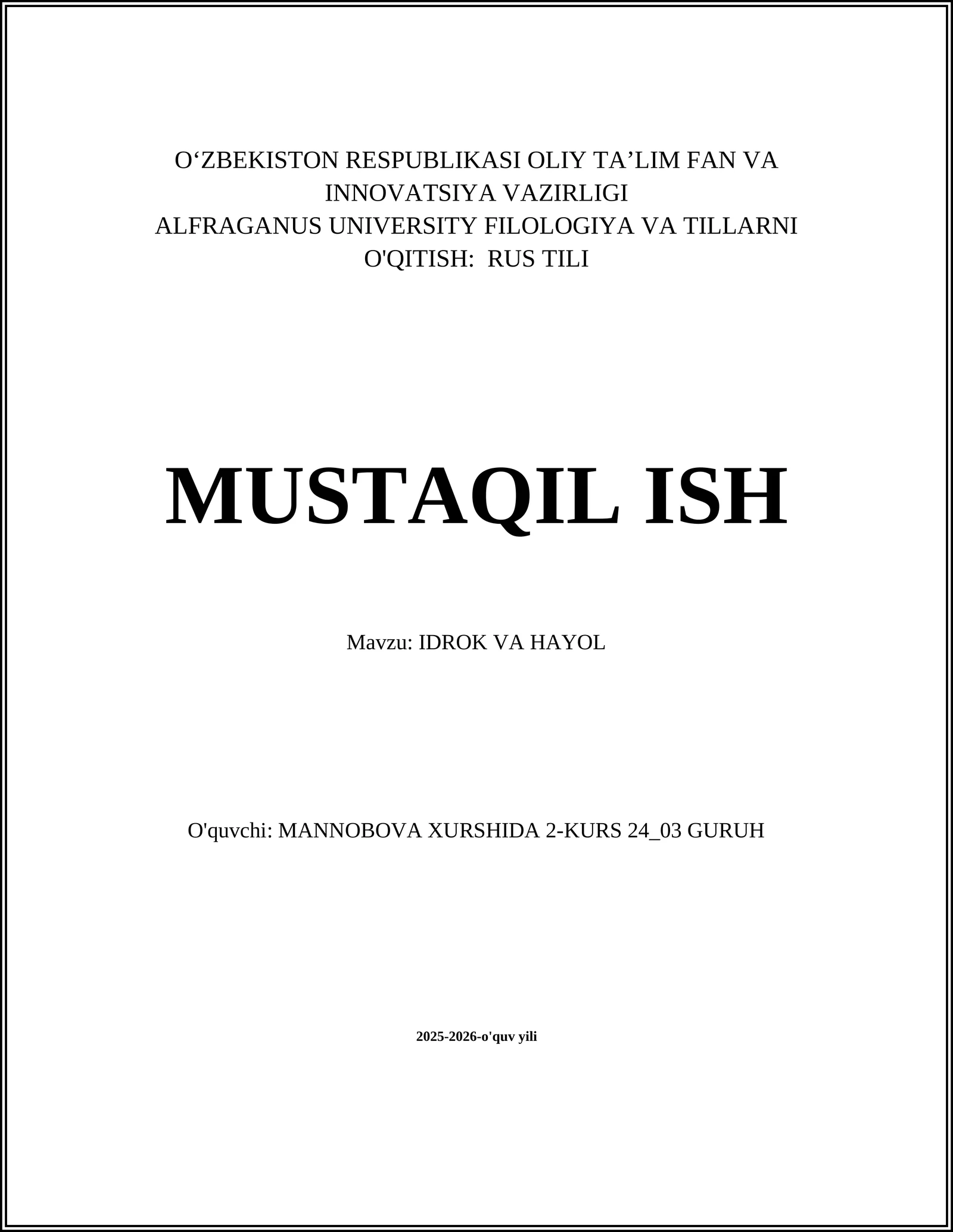 IDROK VA HAYOL: TA'RIF VA FARQLARI