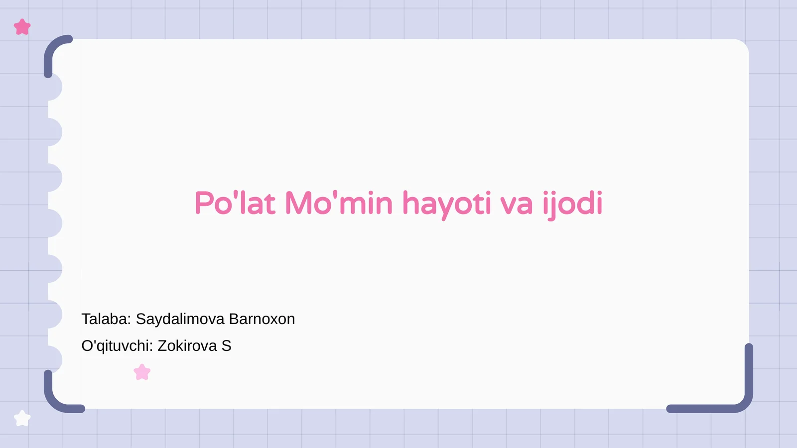 Po'lat Mo'min hayoti va ijodi