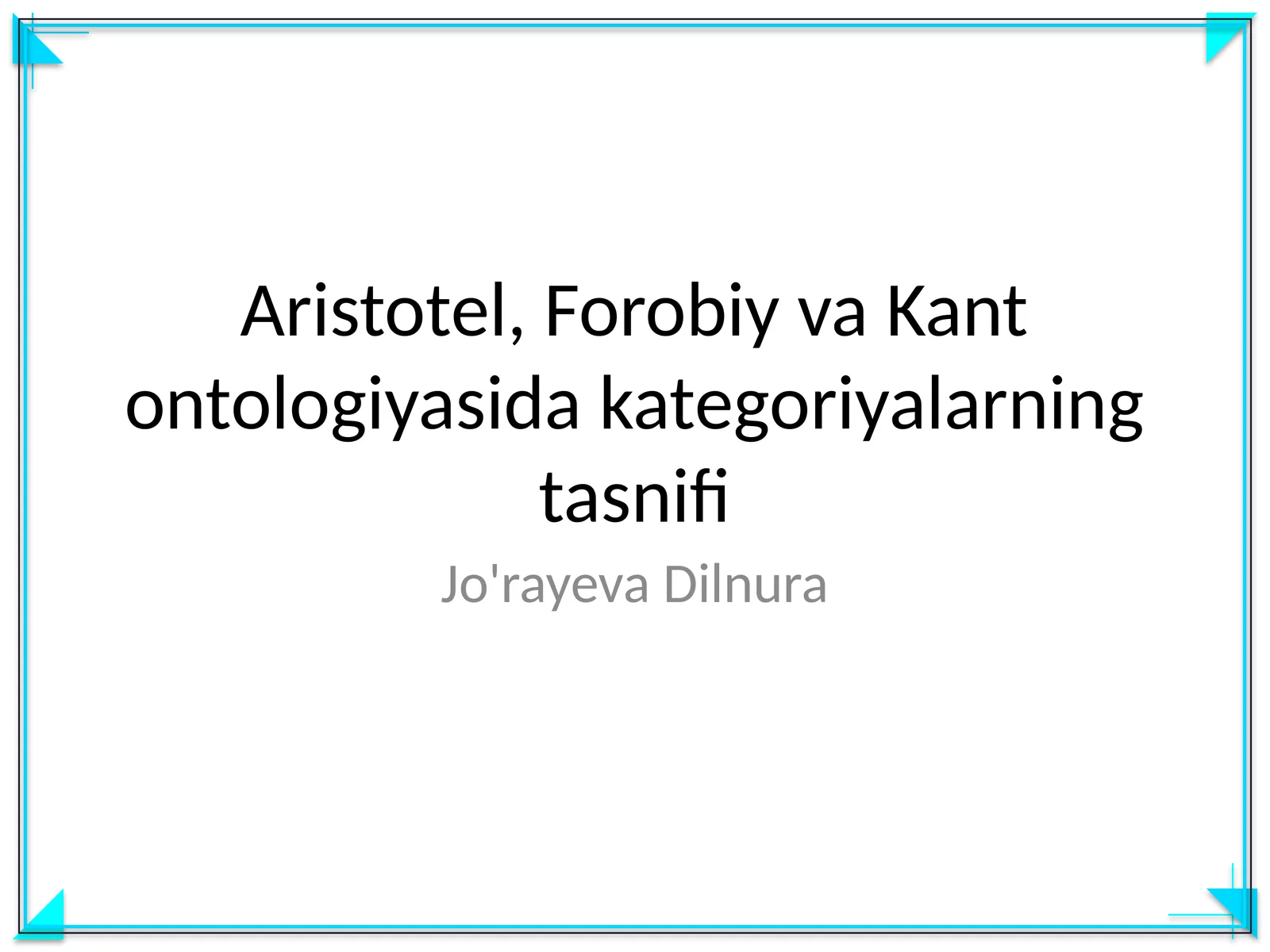 Aristotel, Forobiy va Kant ontologiyasida kategoriyalarning tasnifi