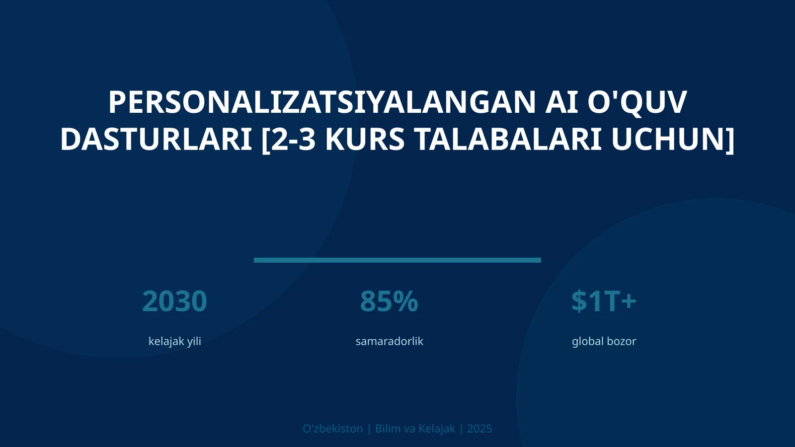 Personalizatsiyalangan AI o'quv dasturlari [2-3 kurs talabalari uchun]