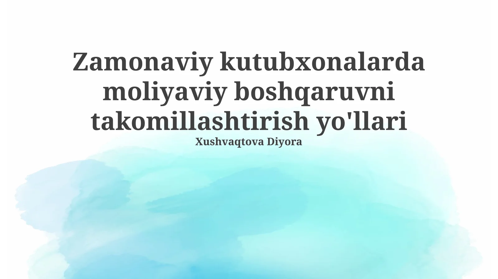 Zamonaviy kutubxonalarda moliyaviy boshqaruvni takomillashtirish yo'llari