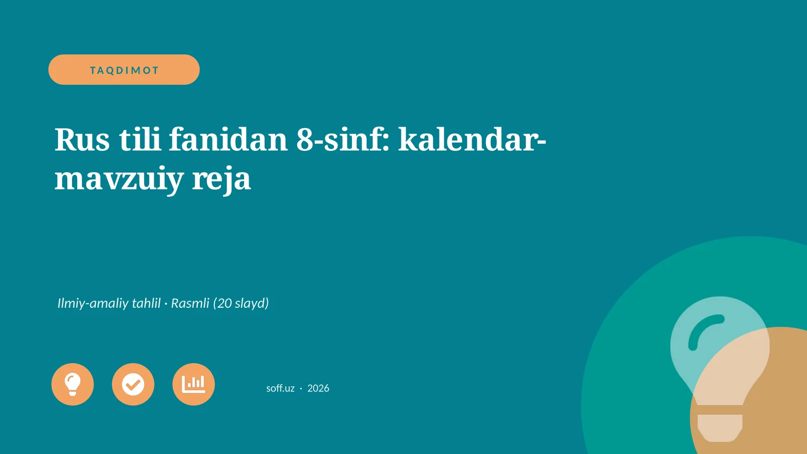 Rus tili fanidan 8-sinf: kalendar-mavzuiy reja