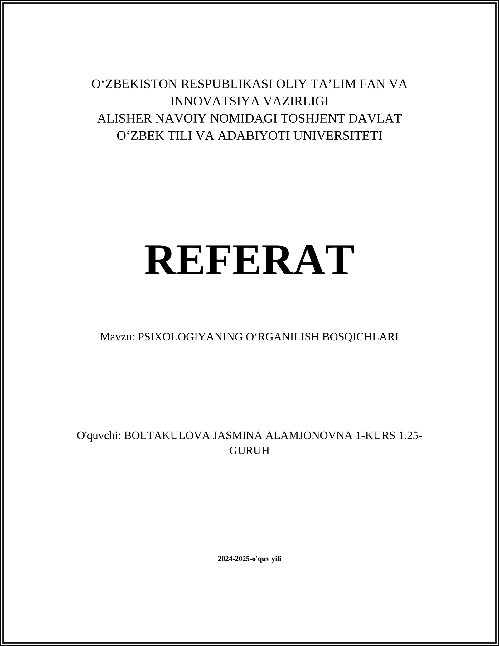PSIXOLOGIYANING OʻRGANILISH BOSQICHLARI