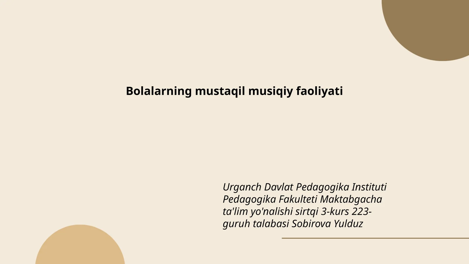 Bolalarning mustaqil musiqiy faoliyati