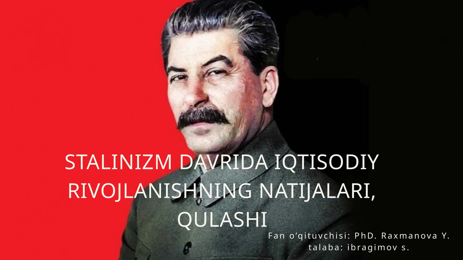 Stalinizm davrida iqtisodiy rivojlanishning natijalari, qulashi