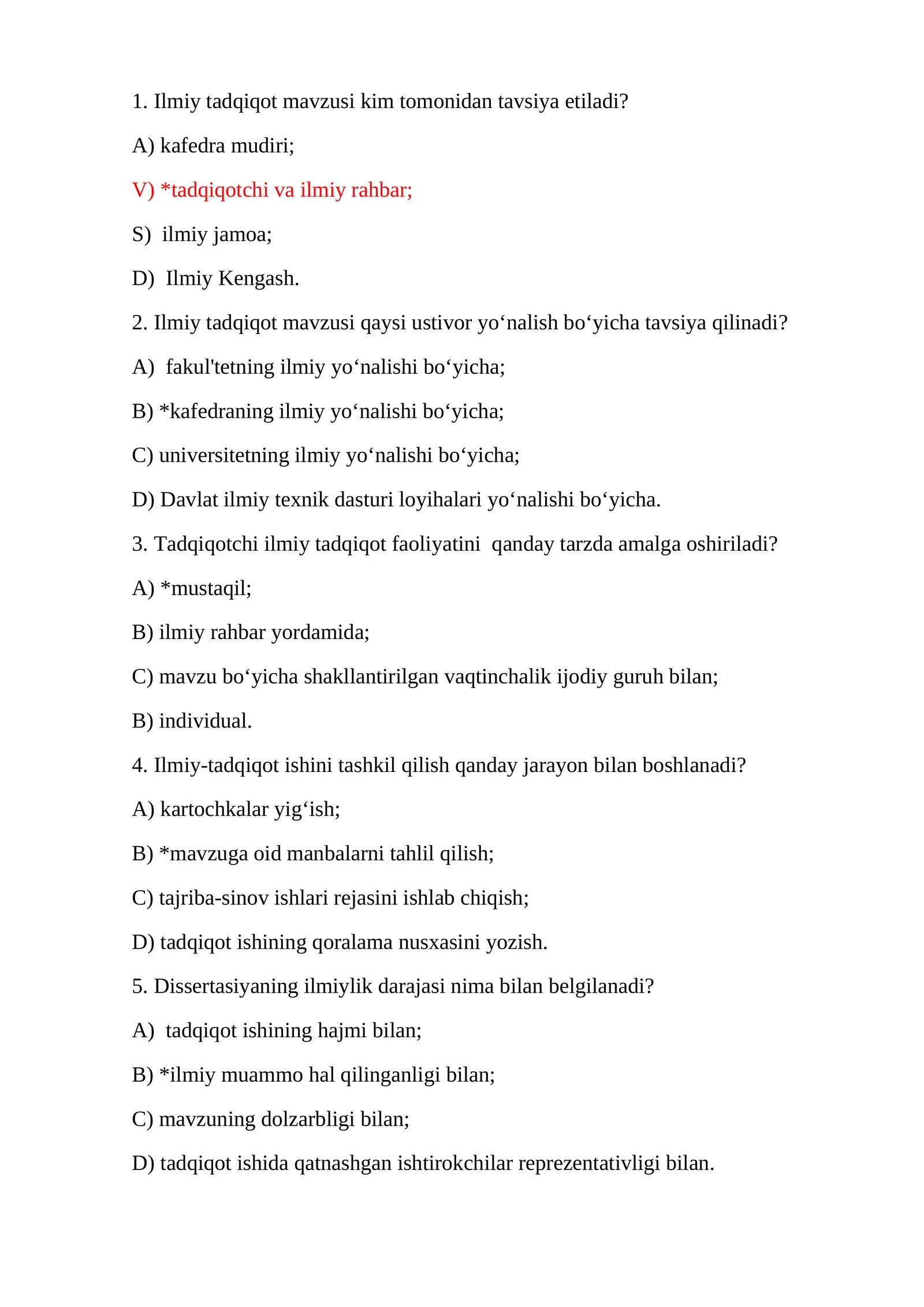 Ilmiy tadqiqit metadalogiyasi.TEST