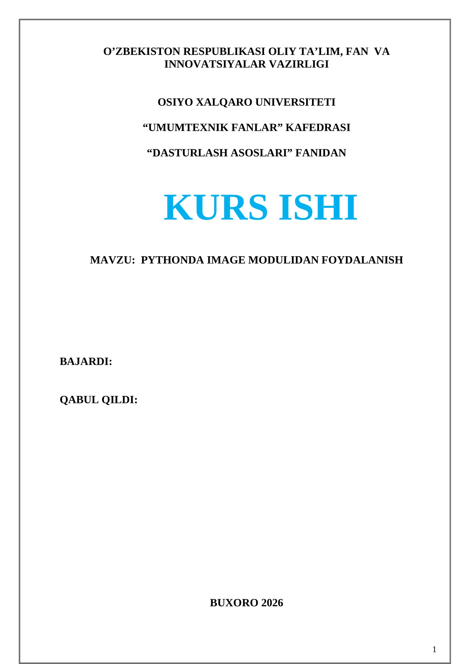 PYTHONDA IMAGE MODULIDAN FOYDALANISH