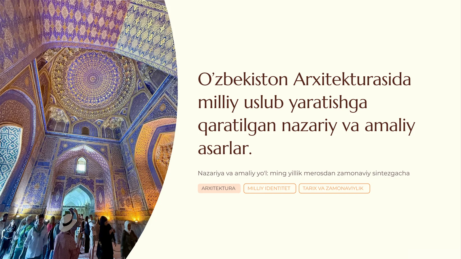 O’zbekiston Arxitekturasida milliy uslub yaratishga qaratilgan nazariy va amaliy asarlar.pptx