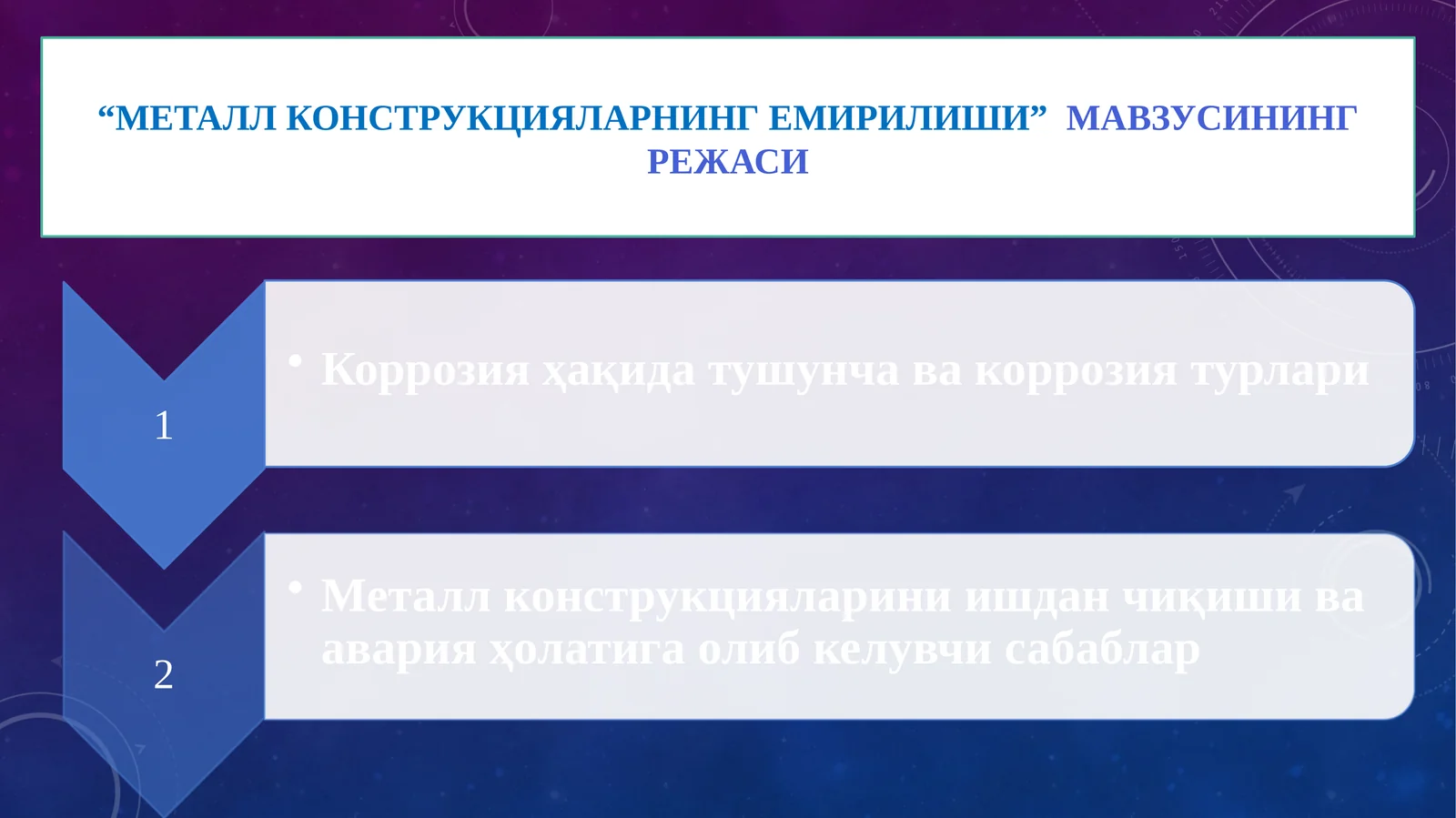 Металл конструкцияларнинг емирилиши