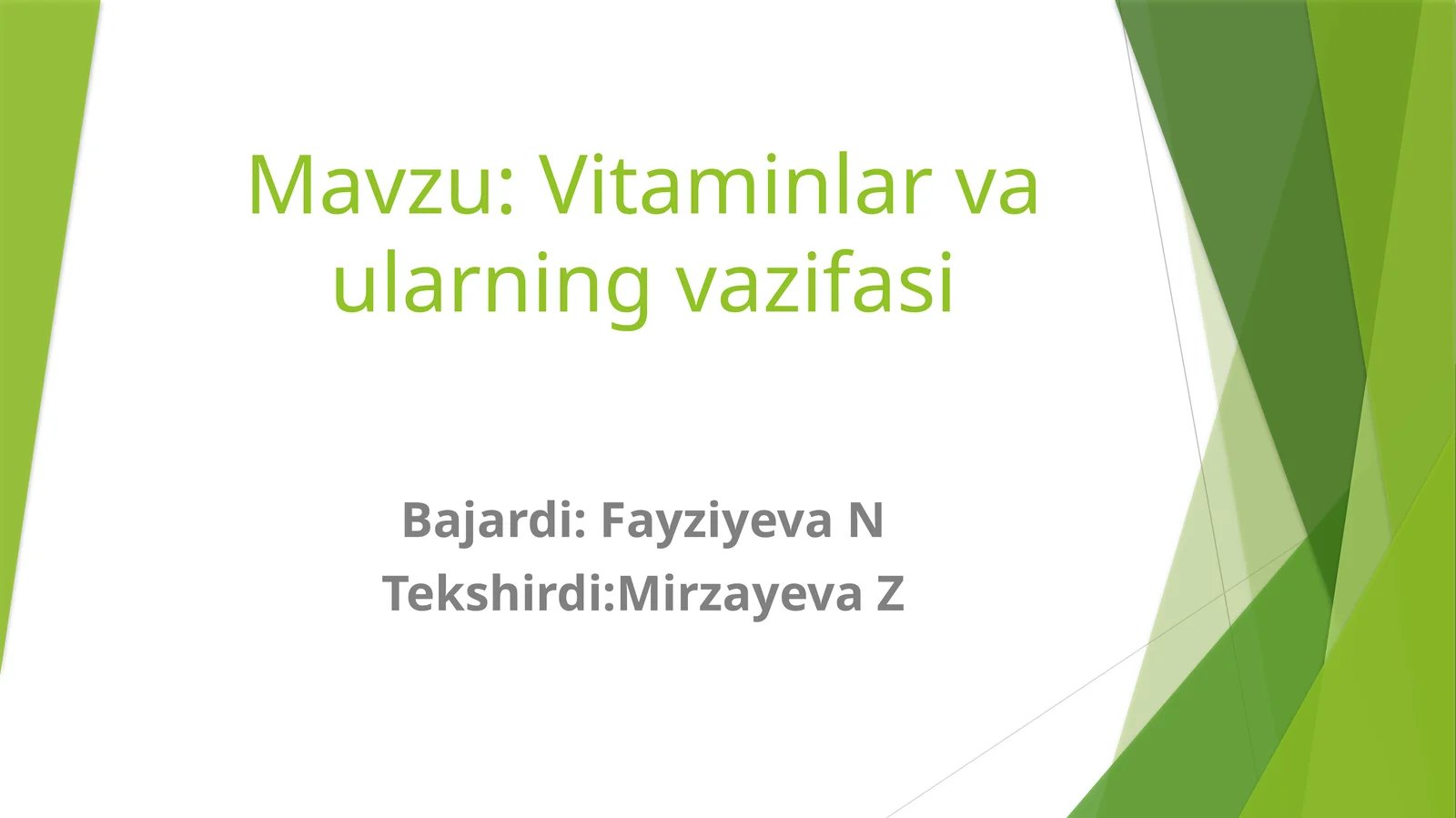 Vitaminlar va ularning vazifasi