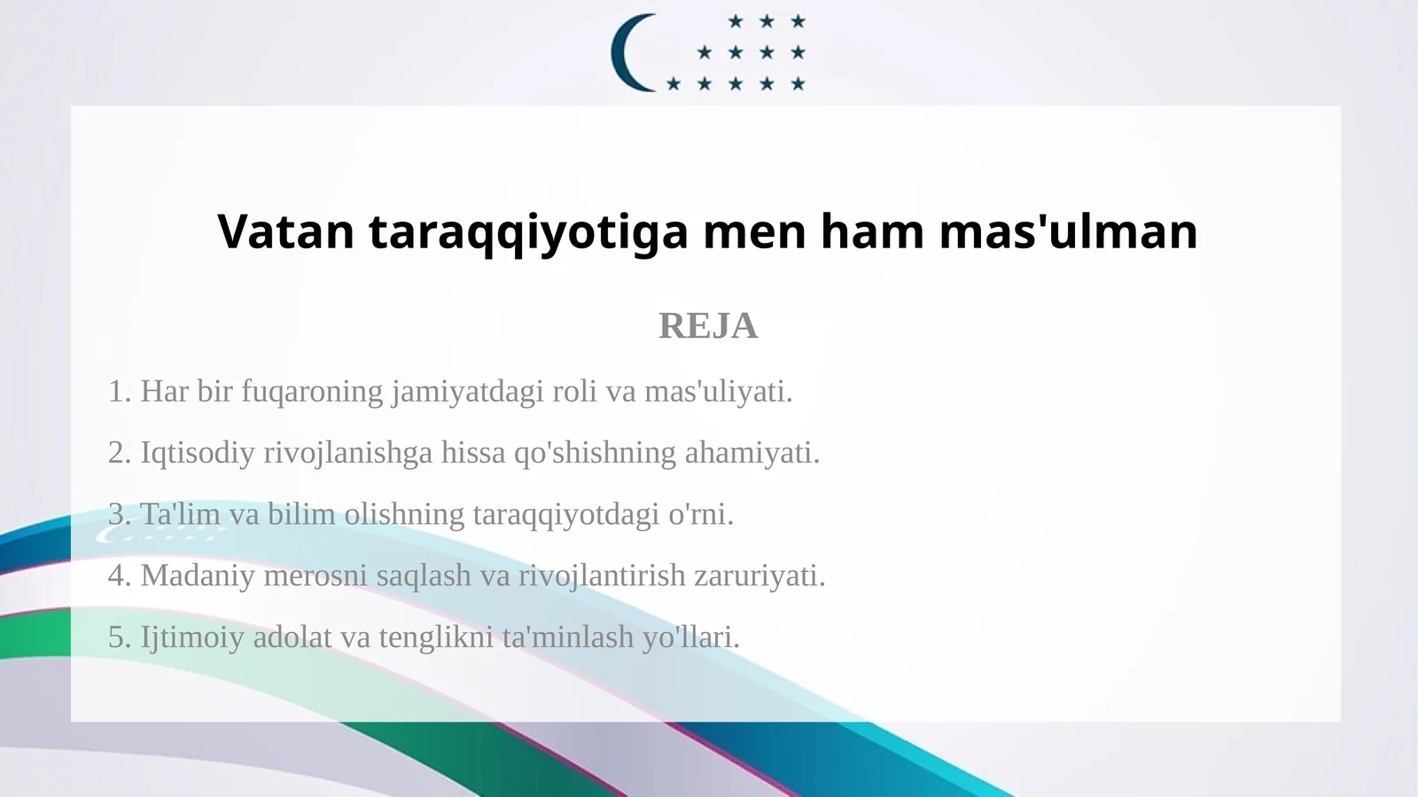 Vatan taraqqiyotiga men ham mas'ulman