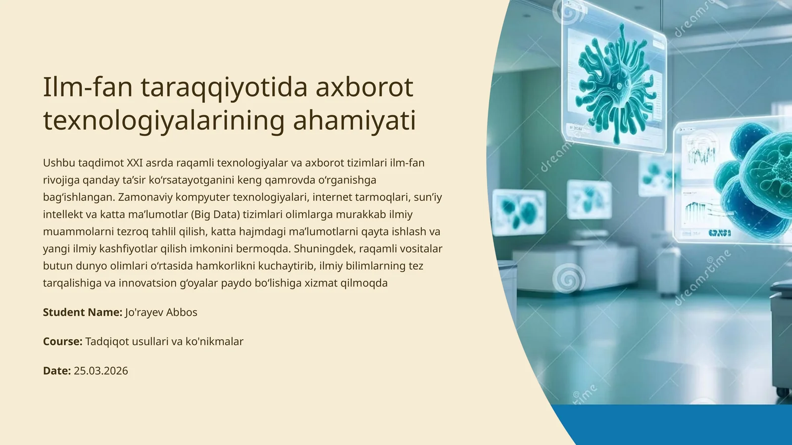 Ilm-fan taraqqiyotida axborot texnologiyalarining ahamiyati