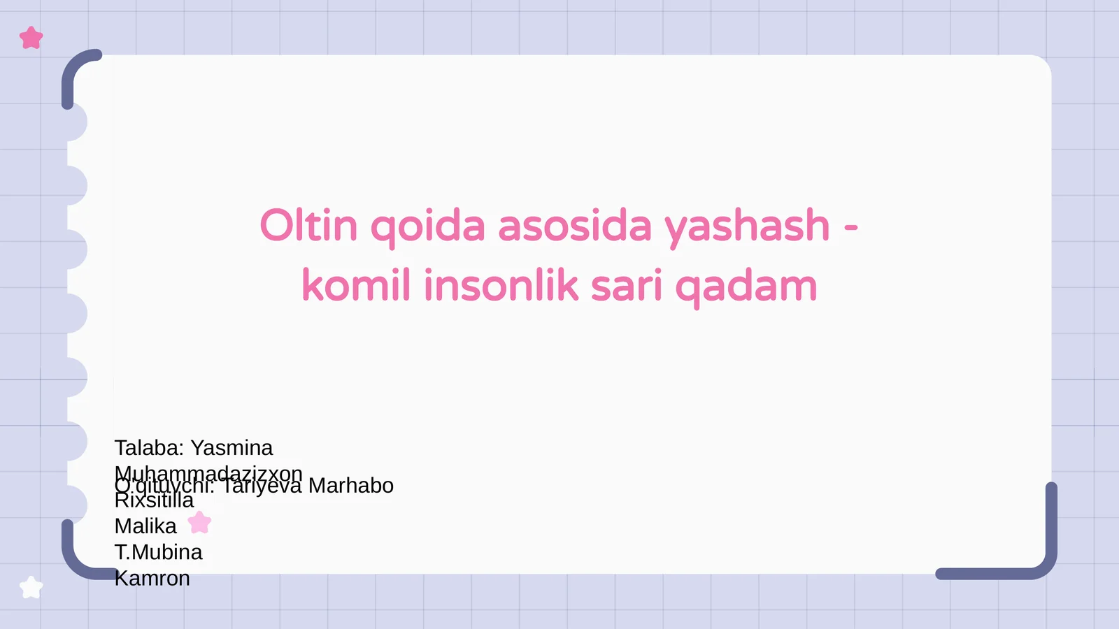 Oltin Qoida Asosida Yashash