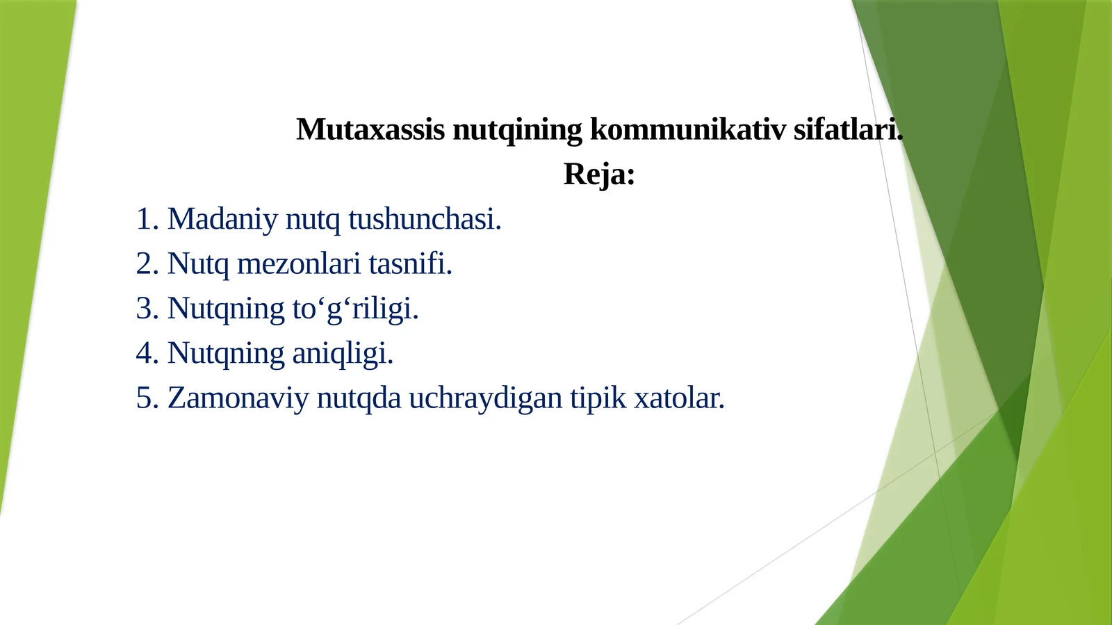 Mutaxassisnutqining kommunikativ sifatlari